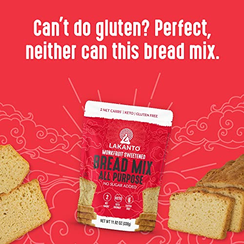 Lakanto All Purpose Bread Mix - Sweetened With Monk Fruit Sweetener, 2 Net Carbs, Gluten Free, Keto Diet Friendly, Pizza Dough, Cinnamon Rolls, More - 11.92 Oz #TOP5