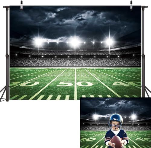 Football Field Backdrop 7x5FT Sports Stadium Photography Background Football Theme Birthday Party Decorations Banner Supplies
