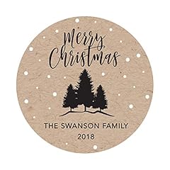 Modern Black Forest Trees on Kraft Brown Labels Custom