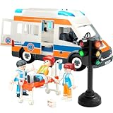 Ambulance Toy Truck for Kids 3-8, Large Toy Cars with Lights & Sounds, Emergency Vehicle Toddler Toys, Rescue Role Playset Play & Learn Toddler Toys Ages 3 4 5 6 7 8 9 10 11 12(Ambulance)