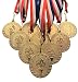 Solid Metal Victory Torch Champion Medals and Red White and Blue Neck Ribbons. (Pack of 10)