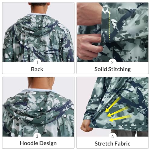 LOOGU Men's Hunting Camo Shirt Lightweight, Camouflage Shirts Long Sleeve Shirt with Hood for Fishing Hiking Camping - image 4
