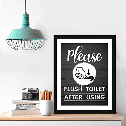 Image of Chaka Chaundh - bathroom posters with frame - Washroom Quotes Frames - Toilet Quotes Wall Hanging - bathroom etiquette poster - bathroom rules poster - (14 X 11 inches) (Black Wood Pattern)