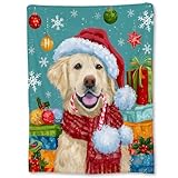 Christmas Golden Retriever Dog Blanket, Soft Lightweight Flannel Cute Holiday Puppy Throw Blanket for Couch, Bed, Travel & Home Decor Gifts, Cozy Warm Blankets for Adults Kids Women Girls 60×50 in