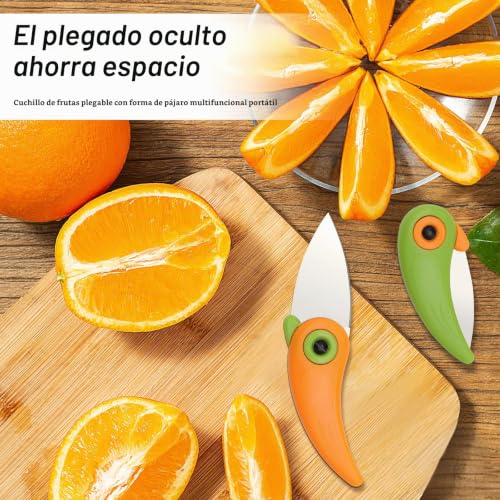 Miniatura 6 de Tmzeloa 2pcs Multifuncional Pelador Cortador Portátil, Pájaro De Bolsillo Plegable Del Cuchillo Cortador Pequeño Cuchillo Plegable Con Hoja Afilada De 5 Cm, Cuchillo De Fruta Con Forma De Loro