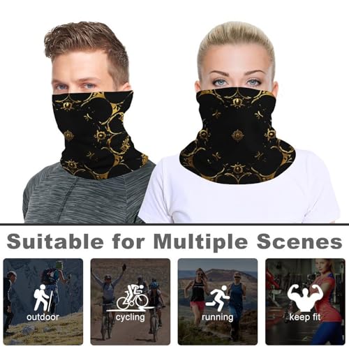 Black And Gold Background Face Mask Sun Dust Protection Neck Gaiter Scarf Face Covering Headwear Bandana for Men Women4