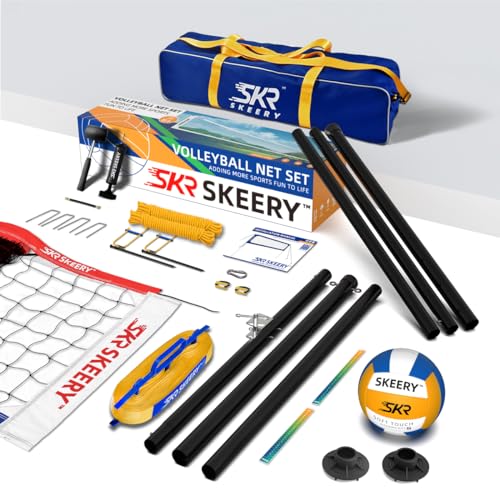 image for SKEERY Outdoor Heavy Duty Volleyball Net Set, Anti-Sag Design, Adjusta