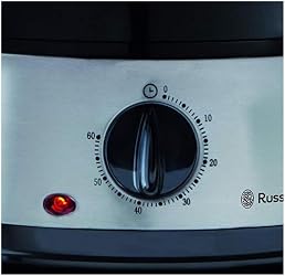 Cuiseur Vapeur Russell Hobbs 9L - 3 Paniers Sans BPA, Cuisson Riz Et œufs, 800W