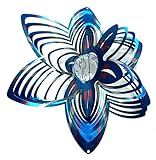 WorldaWhirl Whirligig 3D Wind Spinner Hand Paint Crystal Flower (12