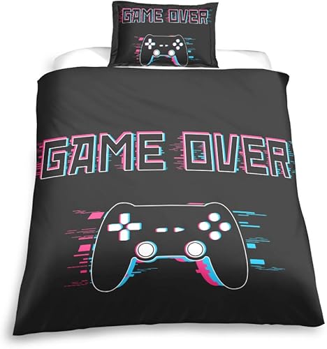 Miniatura 1 de Juego de ropa de cama con diseño moderno de consola de videojuegos en 3D, funda de edredón con funda de edredón para niños y adultos (03, individual)