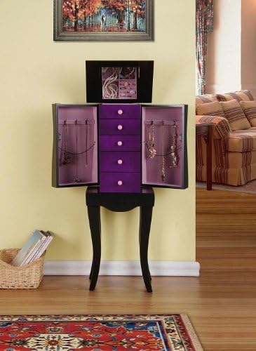 Supper Inc. Royal Purple Traditional Jewelry Armoire Organizer Stand with Mirror