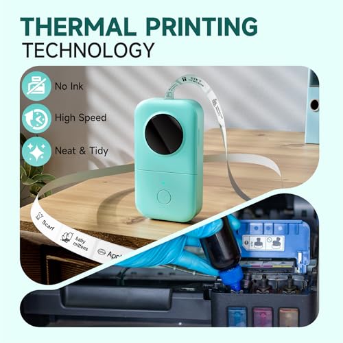 Phomemo Label Maker D30 Labeler,Sticker Printer Machine,Portable Bluetooth Label Printer,Labeler for Gift Office Home Organization,Back to School Supplies for Kids,Teacher (USB Rechargeable)-Green