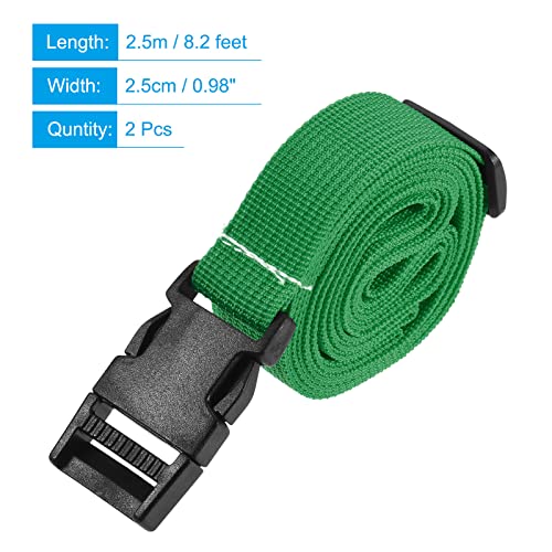Image of MECCANIXITY Utility Strap with Buckle 1x98 Inch Polyester Quick Release Adjustable Belt for Travel Outdoor Bag Luggage Packing (Green, Pack of 2)
