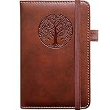 BIYUNRO Small Pocket Notebook, Mini Address Book & Password Book with Alphabetical Labels (Brown)