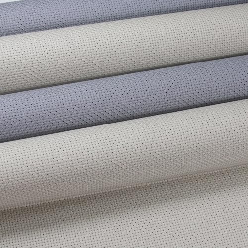 Image of KCS 4 pc of 12 inch x 18 inch (30cmx45cm) 14CT Counted Cotton Aida Cloth Cross Stitch Fabric (Pearl Grey+Light Steel Grey)