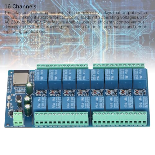 16 Channel Relay Module, ESP32-WROOM-32E WiFi BLE DC 5-12V Input 16 Relay Output Board for Smart Home Automation IoT Control and Secondary Development - Thumbnail 4