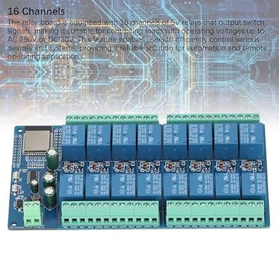 16 Channel Relay Module,WROOM-32E WiFi BLE DC 5-12V Input 16 Relay Output Board for Smart Home Automation IoT Control and Secondary Development