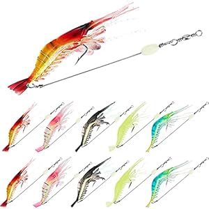 10PCS Saltwater Fishing Lures Shrimp Baits Set, Premium Soft Shrimp Fishing Tackle with Luminous Sharp Hooks, for Freshwater and Saltwater – Syosisny