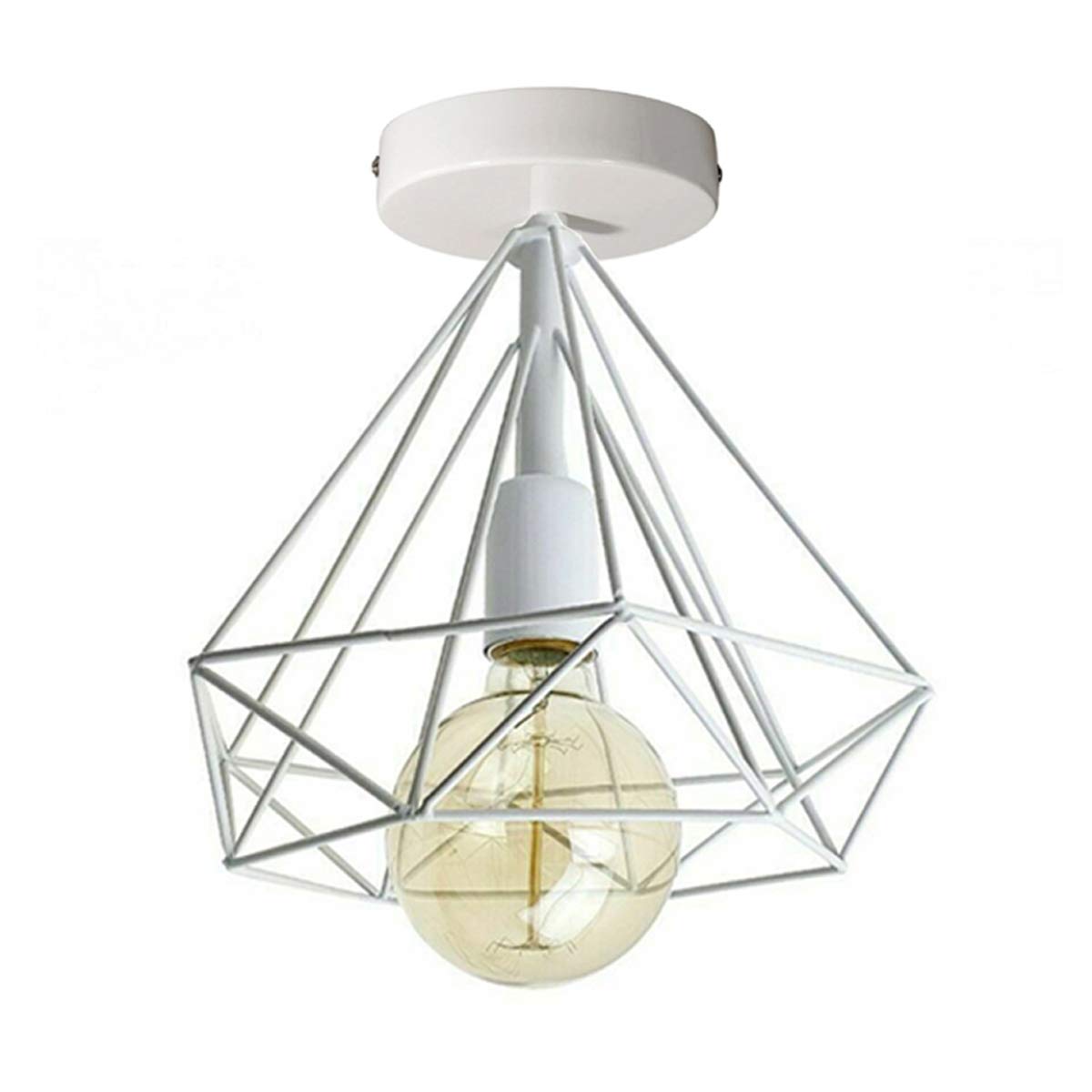 LED Sone Diamond Cage Ceiling Light White Geometric Metal Industrial E27 — image 1