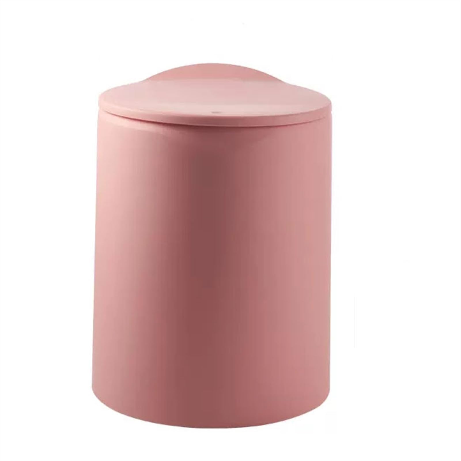 Papelera de baño rosa con tapa cubo de basura tipo prensa para dormitorio y sala de estar medio