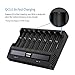 8 Slots 18650 Battery Charger XTAR VC8 Charger USB C 3A Fast Charger 21700 Battery Charger with LCD Display for 3.6V 3.7V Li-ion 10440 18700 26650 1.2V Ni-MH AA AAA C Full Set with QC3.0 Wall Charger