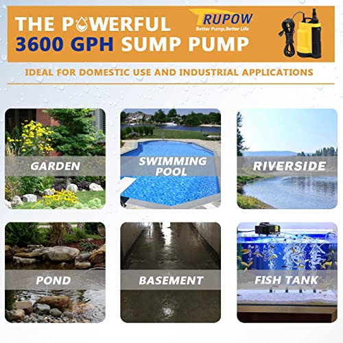 Image of Trupow 110V 1HP 3600GPH Submersible Electric Sewage Drain Flood Clean /Dirty Water Transfer Sump Pump w /Built-in Automatic ON /OFF Switch