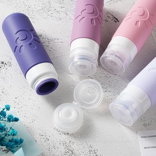 Image of Zafit Travel Bottles for Toiletries, TSA Approved Travel Containers 3oz Leak Proof Travel Tubs Refillable Liquid Travel Accessories for Shampoo Conditioner Lotion Body Wash(Multicolored I)