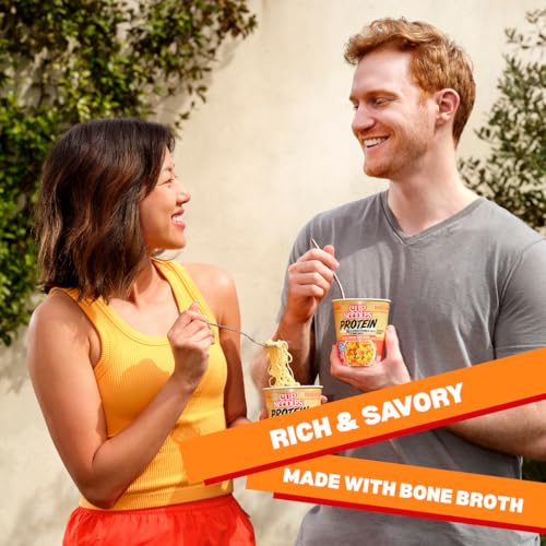 Image of Nissin Cup Noodles Protein Ramen, Chicken Flavor with Bone Broth, 16g Protein, 2.54 Ounce Cup (Pack of 6)