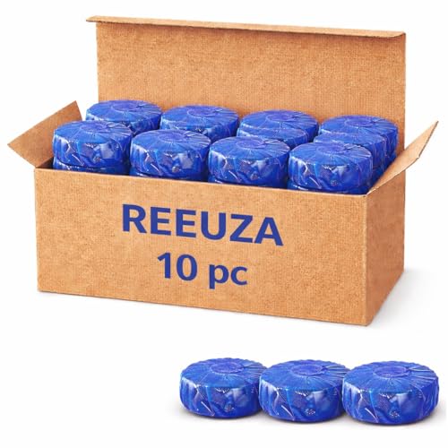 Image of Automatic Toilet Bowl Cleaner Tablets, Blue Color, Fresh Scent, Long-Lasting Formula with Deodorizing Action, Pack of 10
