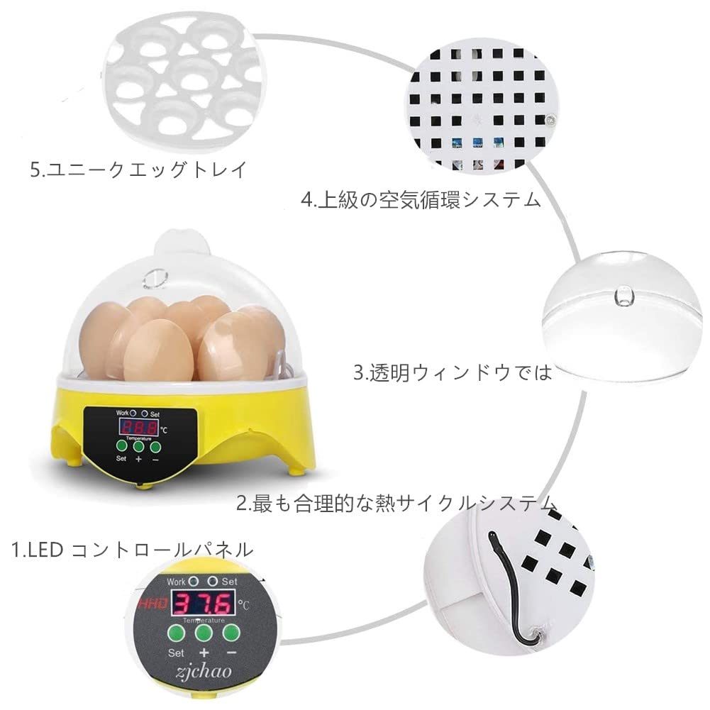 Amazon | 自動孵卵器 7卵 孵化器 鶏卵 アヒル うずら 家庭用