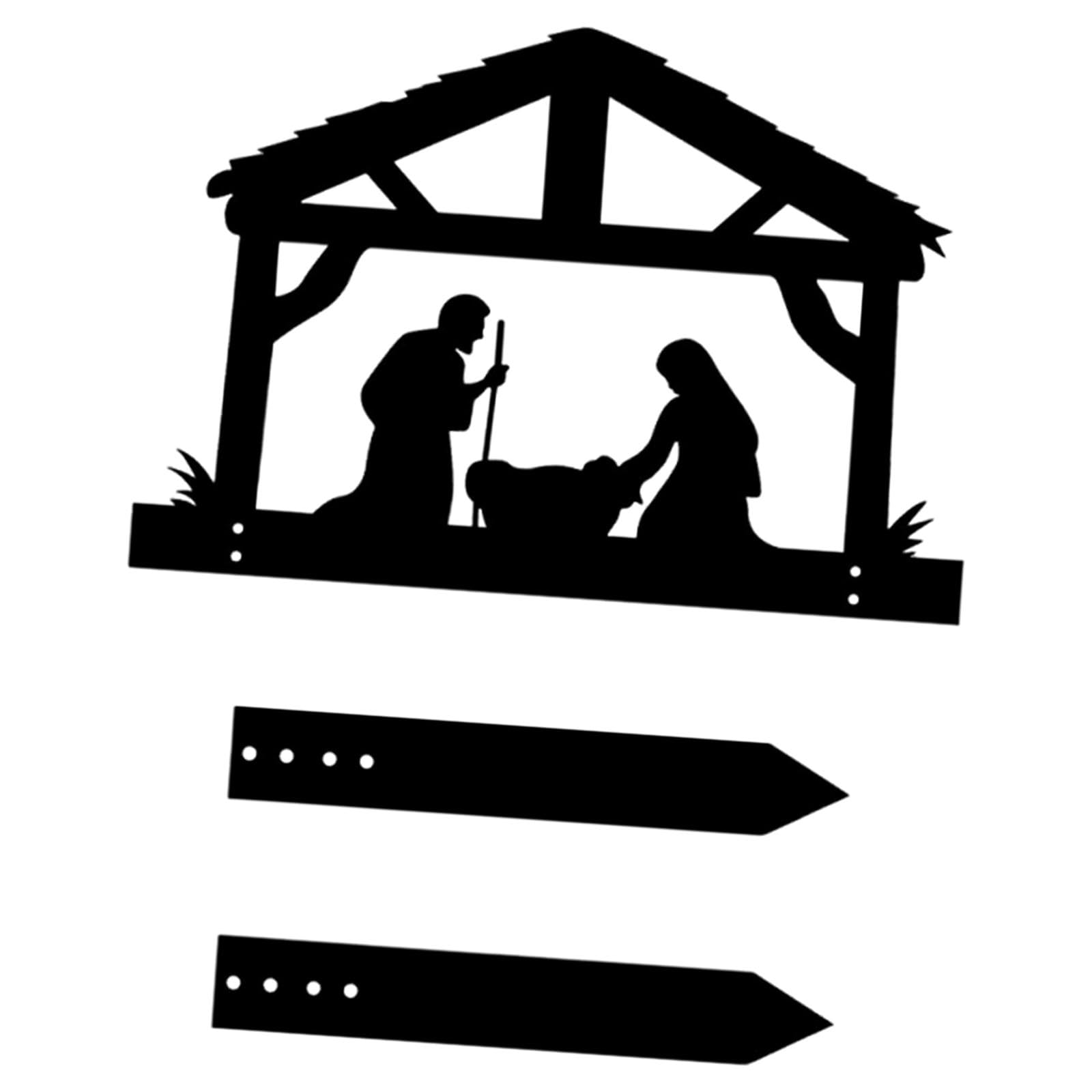 MYADDICTION Nativity Scene Silhouette Yard Sign Garden Sign for Festival Holiday Outdoor Style B-image-47