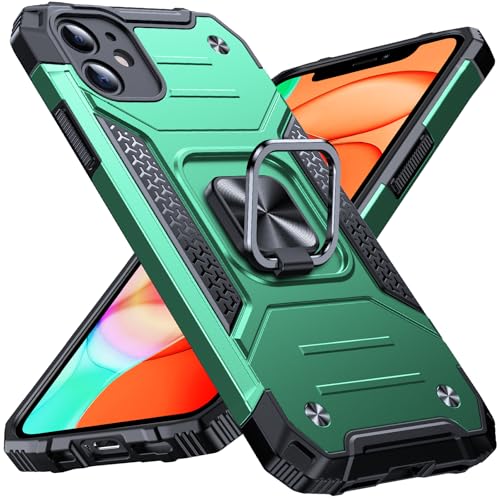 Image of Anqrp Heavy Duty Case for iPhone 11 Case with Enhanced Ring Holder Grip Stand, Military Grade Shockproof Rugged Drop Protective Silicone Hard Slim iPhone 11 Phone Case Cover,Forest Green