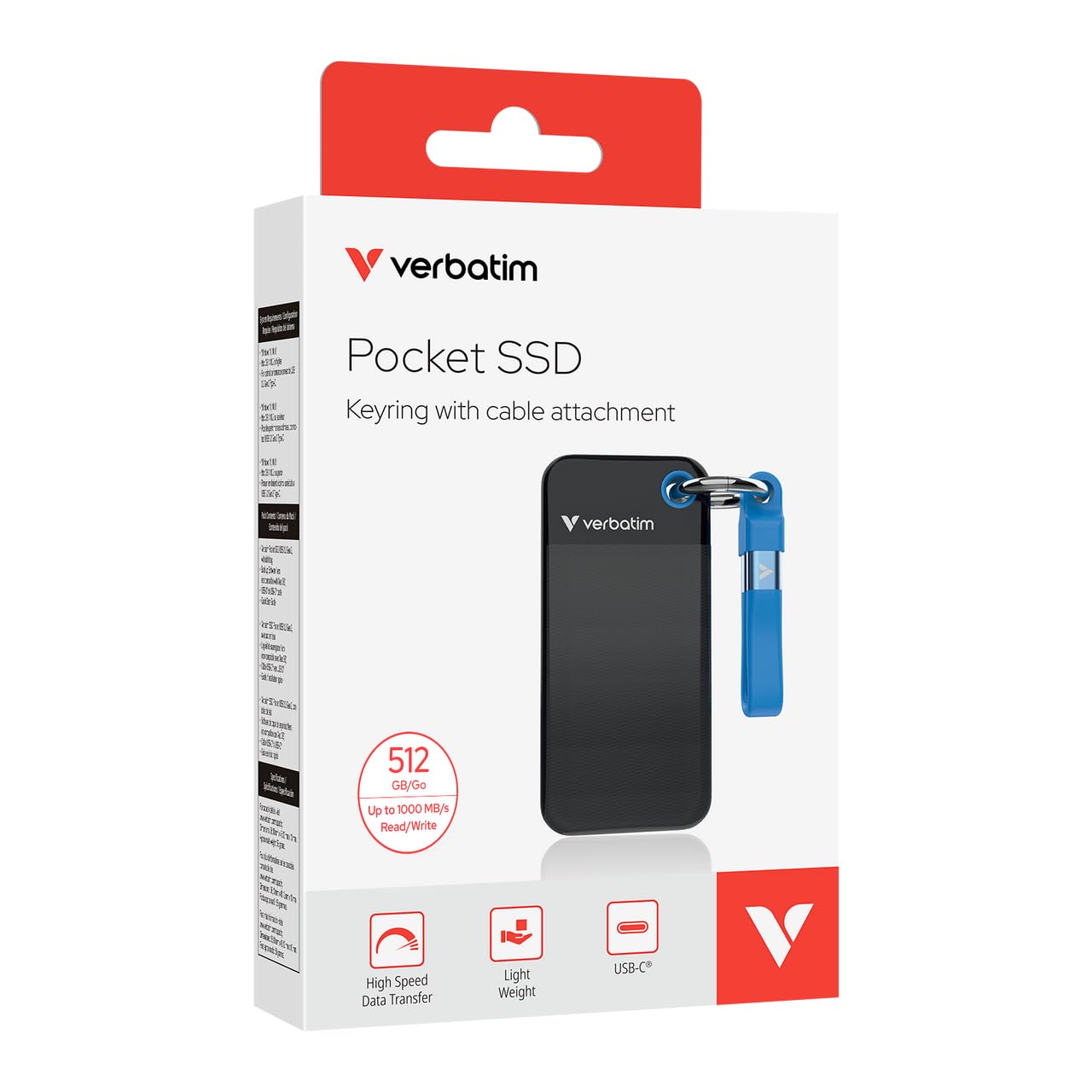 Ssd 512gb, Usb 3.2, TyP-C, Pocket, Schwarz/blau (32283)