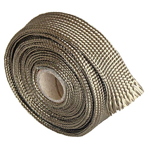 Titanium Fiberglass Heat Wrap Wire Shield Sleeve- 3/5" ID X 10' Adjustable Titanium Exhaust Heat Shield Spark Plug Wire Heat Shield Roll For Car&Auto Wire Loom Brake Line Cable line sleeve protection