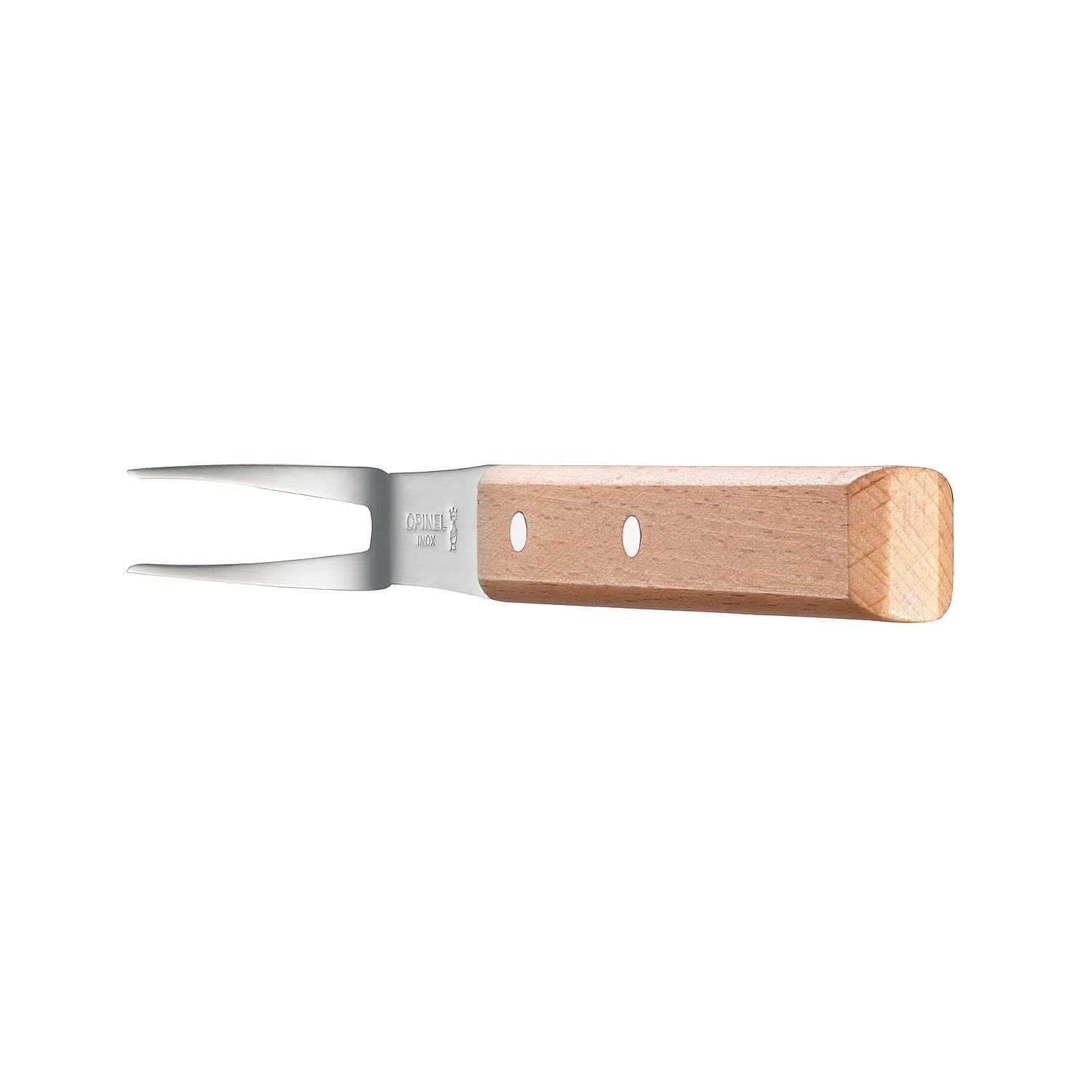 Opinel - N°124 Fourchette Parallèle - Lame 16 cm en Acier Inoxydable - Manche en Bois de Hêtre - Idéal pour Maintenir Viandes et Volailes - Garantie à Vie