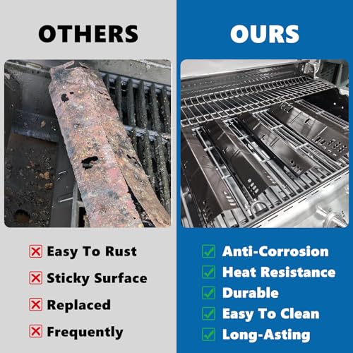 Image of SafBbcue Grill Replacement Parts for dyna-glo 4 Burner DGH450CRP DGH450CRP-D Grills, Cast Iron Grill Grates, Porcelain Steel Heat Plates, Grill Parts Kit for Dyna-Glo 4 Burner Grill