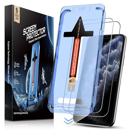 MAGIC JOHN 2 Pack for iPhone 11 Pro/iPhone X/iPhone XS 5.8 inch Tempered Glass Screen Protector, Auto Dust-Elimination Installation, Bubble Free, HD Clear, Easy Installation