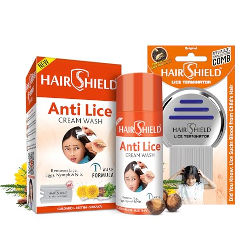 Image of Hairshield Lice Terminator Combo | #1 Anti Lice 1 Wash 30ml Solution with Plastic Comb Pack + 1 Original Stainless Steel Micro-Grooved Teeth Comb | Safe for Kids, Men & Women
