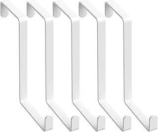uywapvt 5/12 Pcs Door Hanger Hook Over Door Hook Z-Shaped Sturdy Metal Door Hook Premium Durable Door Hangers and Over The Door Hooks Hold Up to 15Lbs for Hanging Clothes Towels Coats(White-5pcs)