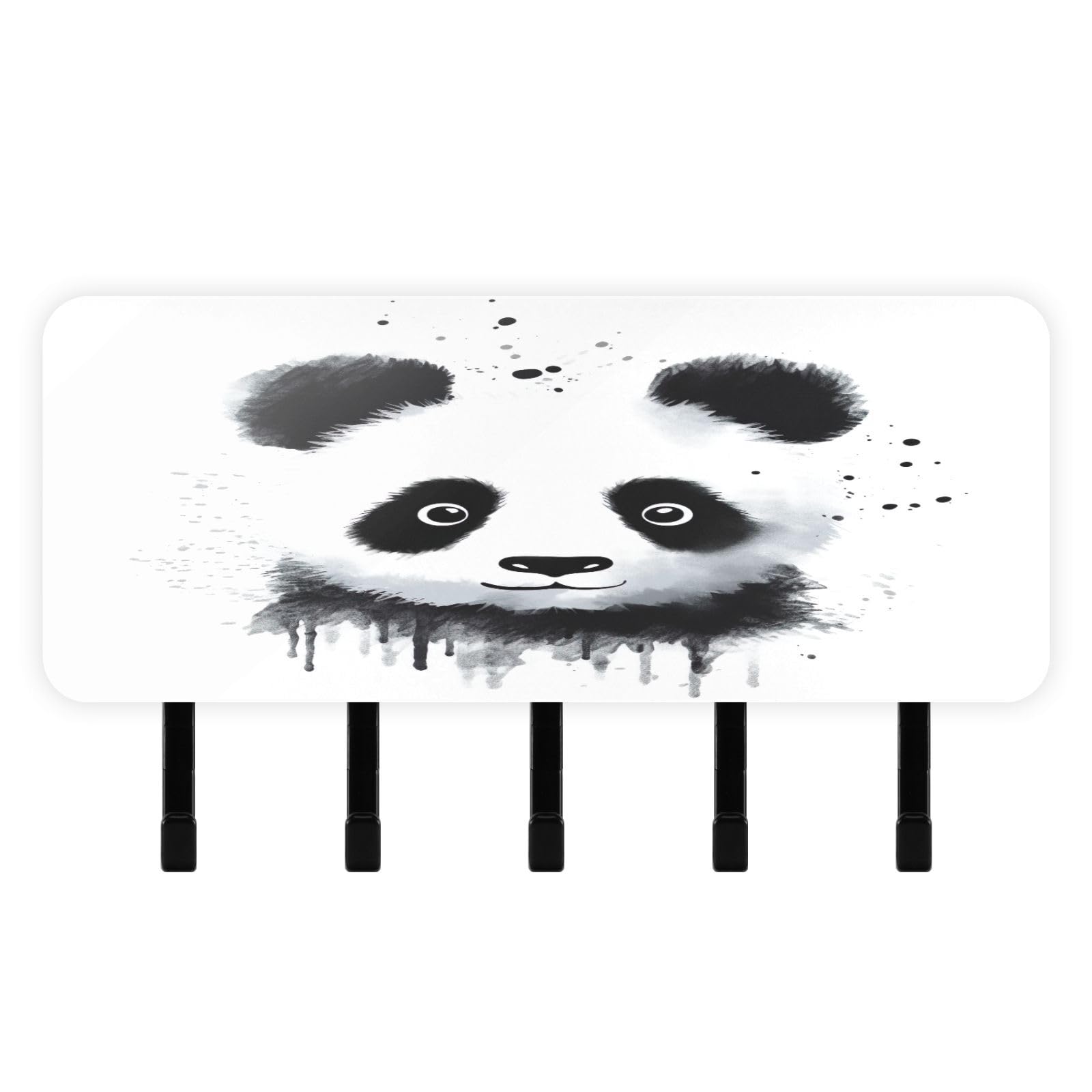 Ttgoth Panda Key Holder for Wall Key Rack Wall Mounted with 4 Hooks Self Adhesive or Drilling Mail Organiser for Entrance Area, Hallway, Office
