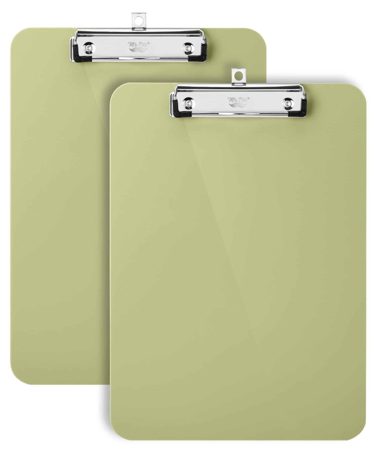 Mr. Pen- Plastic Clipboard, 12.5" x 9", 2 Pack, Faded Olive Green Clipboard Plastic, Low-Profile Metal Clip with Retractable Hanging Hole