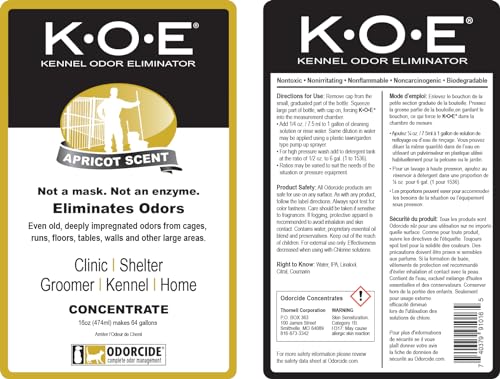 Image of Odorcide K.O.E. Apricot Odor Eliminator 16 oz for Strong Odor for Cages, Runs & More - Home & Kennel w /Safe, Non-Enzymatic Formula