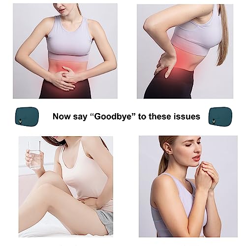 Image of Portable Cordless Heating Pad, Electric Waist Belt Device,Fast Heating Pad with 3 Heat Levels and 3 Vibration Massage Modes, Back or Belly Heating Pad for Women and Girl(Dark Blue Green)