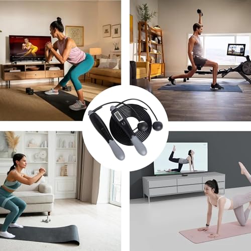 Cuerda de saltar ajustable para hombre y mujer con contador digital LCD 4