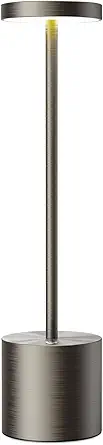 SAKRINGT Cordless Table Lamps Rechargeable,6000mAh Portable Battery Operated LED Table Light for Restaurant Outdoor Chromium