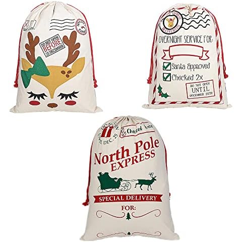 TRIXES Large 3PC Christmas Stocking Bags Cover