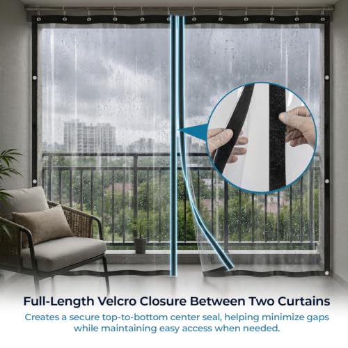 Image of Lifekrafts Outdoor Transparent PVC Rain Curtain for Balcony - Waterproof, Wind & Dust Protection | Partition Screen | for Terrace, Pergola, Patio & Verandah - 4.5ft x 7ft,Pack of 2