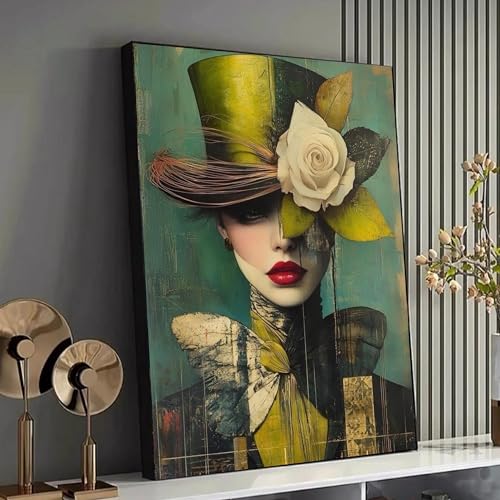 Décoration murale pour la maison grande toile femme rétro