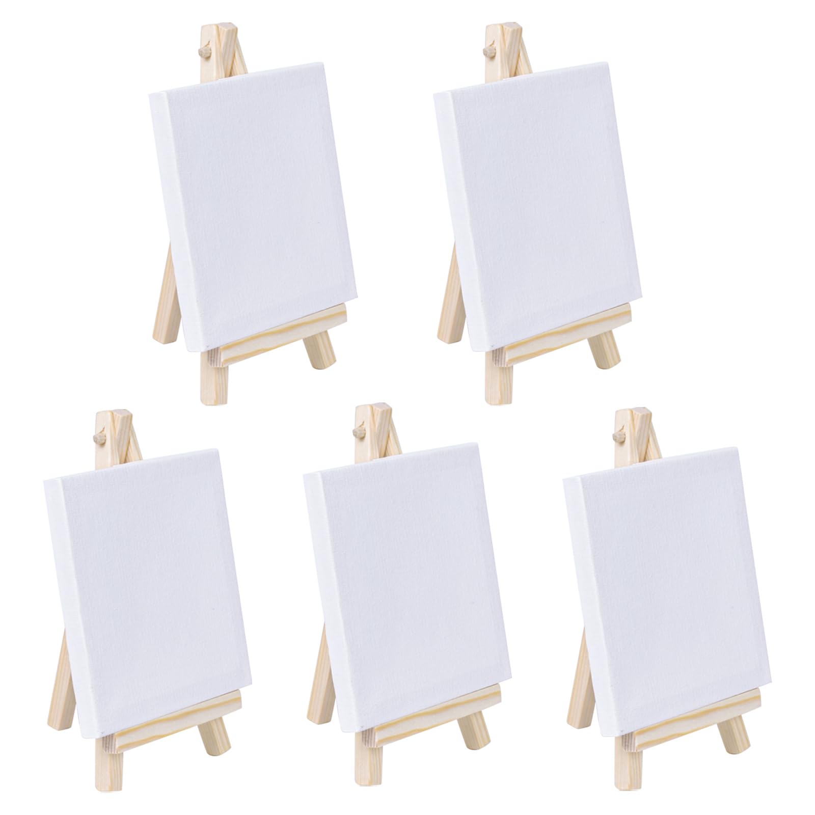 5 Stück Mini Staffelei, L10 x W10 cm Mini Staffelei Holz Mit Leinwand, Kleine Tischstaffelei Holz StäNder Stativ Zum Zeichnen, Leinwand Malen Mit ÖL Wasserfarben, Tisch Deko & Basteln
