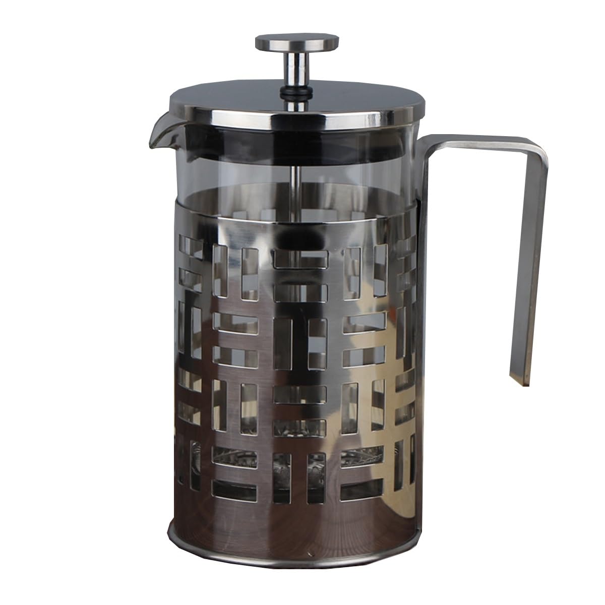 Cafetera de prensa de acero inoxidable con sistema de 3 filtros, resistente al calor, prensa francesa, diseño aislado de vidrio